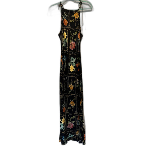 By Anthropologie Midi Dress Tie-Neck Column Floral Black Cottage Woman sz Medium - Picture 8 of 9
